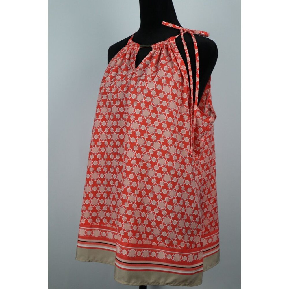 New York & Co peach& beige Sleeveless Topโ with adjustable tie Neckline Size XL